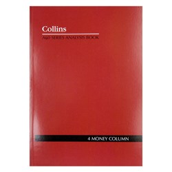 Collins A60 Analysis Book A4 4 Money Column Red